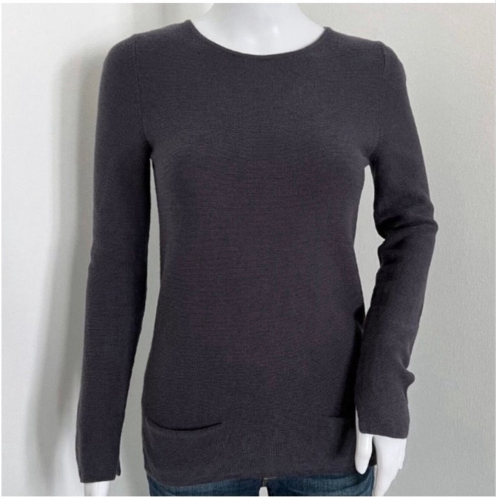 The White Company White Label Merino Wool & Cotton Sweater – Size 4 (UK 8) – Gra